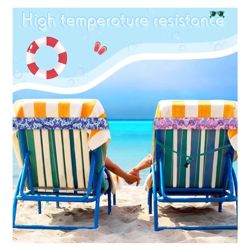 🆕 8 Pack Towel Bands for Beach Chair, Pool Essentials, Elastic and Windproof - Picture 5 of 7